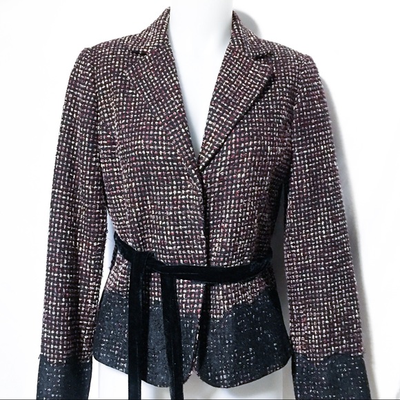 Anthropologie Jackets & Blazers - Anthropologie Tapemeasure Tweed Blazer Lace Accent